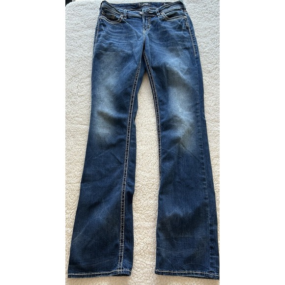Y2K Silver Suki Slim Bootcut Jeans Womens 31x35 Low Rise Denim Vintage‎ Style - Picture 1 of 12